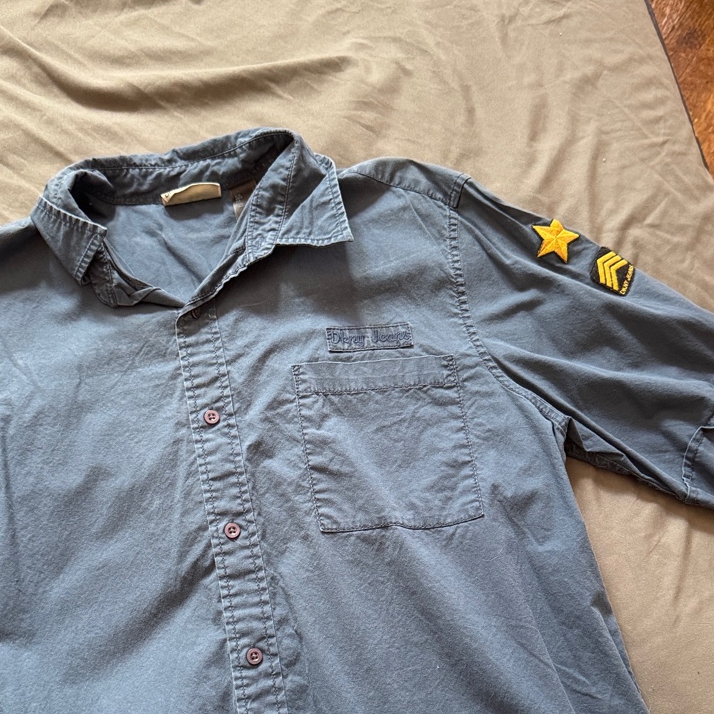 DKNY Blue Casual Button Down Shirt with Star Patch